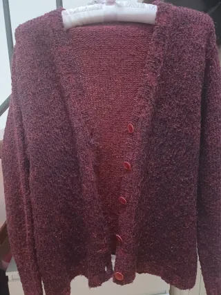 Cardigan bordeaux con lurex