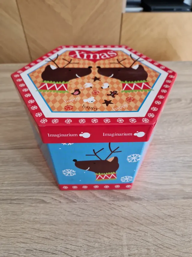 Caja Navideña Hexagonal Xmas Reindeer