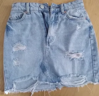 Mini falda vaquera desgastada azul T.XS