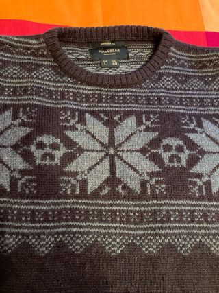 Maglione Pull&Bear Natale Teschio L montagna neve