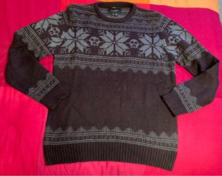 Maglione Pull&Bear Natale Teschio L montagna neve