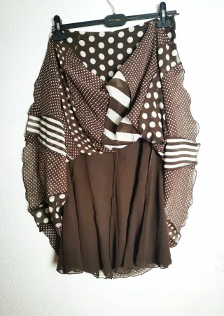 Falda midi estampada lunares y rayas