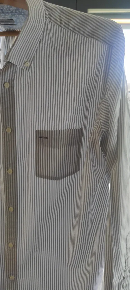 Camisa Emidio Tucci Clásica Gris y Blanca Talla 5