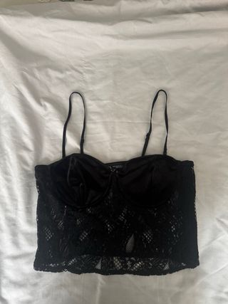Top encaje y terciopelo negro Talla M