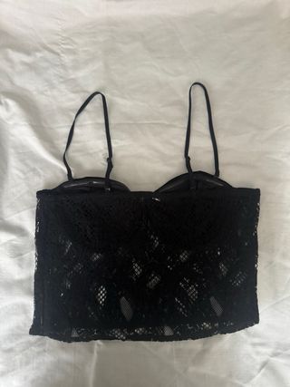 Top encaje y terciopelo negro Talla M