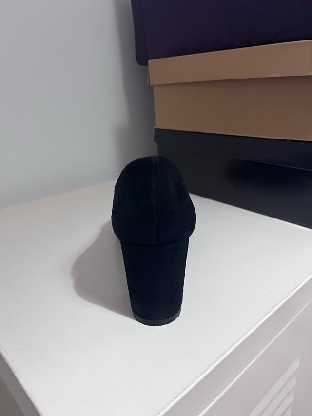 Zapatos salón ante negro tacón 6,5cm