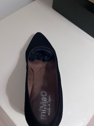 Zapatos salón ante negro tacón 6,5cm