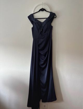 Vestido fiesta azul marino lentejuelas