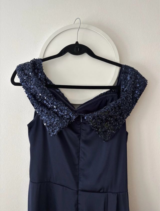 Vestido fiesta azul marino lentejuelas