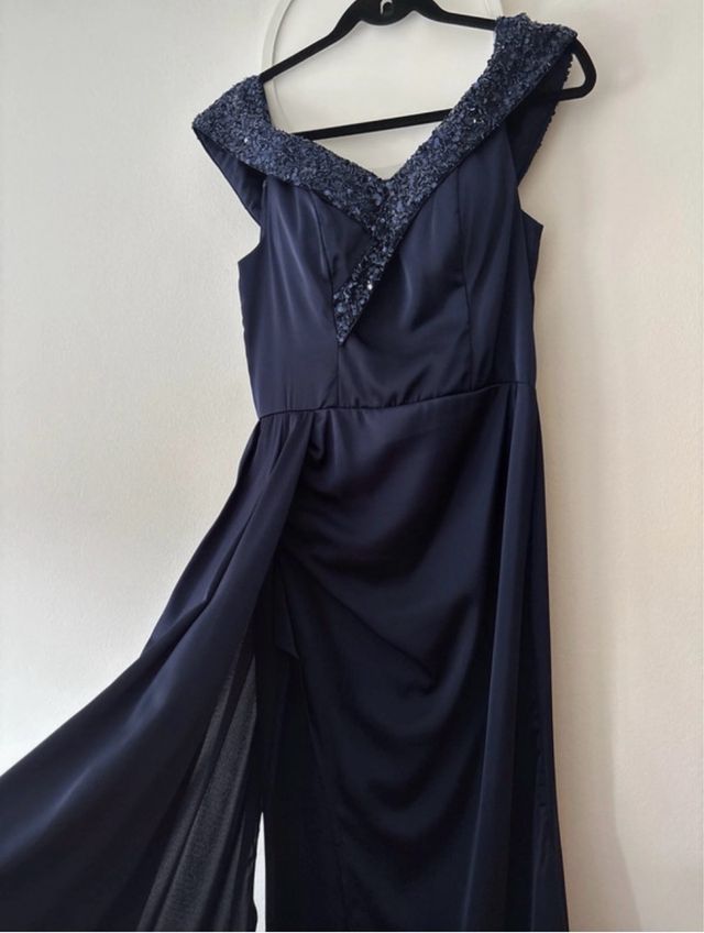 Vestido fiesta azul marino lentejuelas