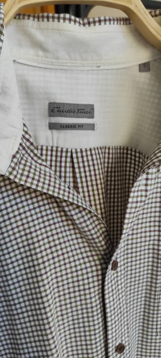 Camisa Emidio Tucci Cuadros Marrón/Verde Talla 5
