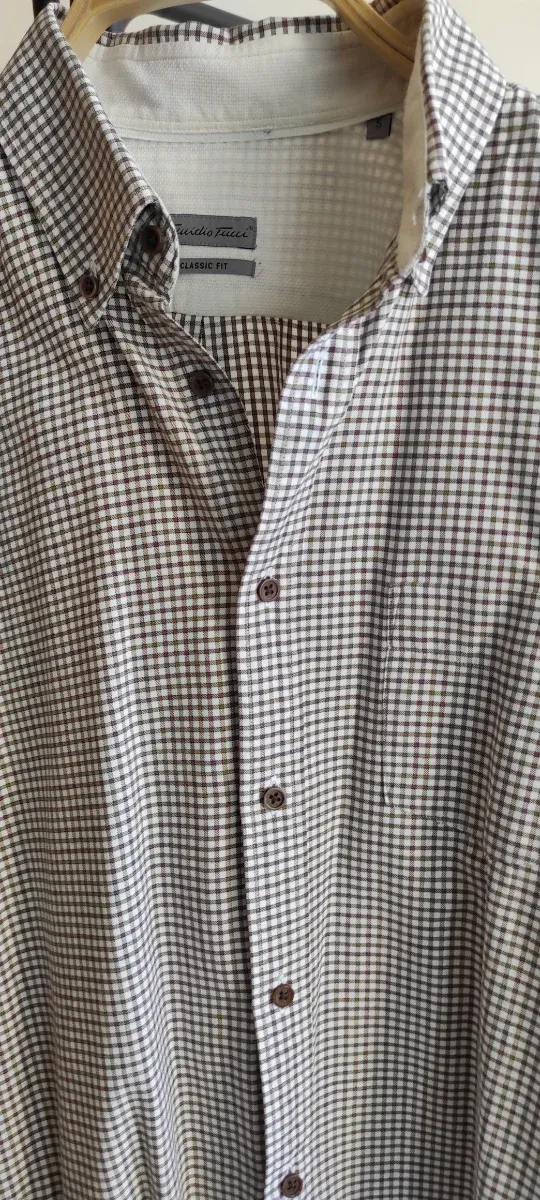 Camisa Emidio Tucci Cuadros Marrón/Verde Talla 5