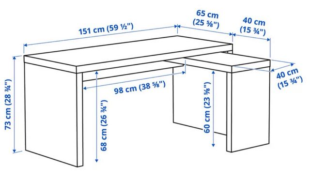 Escritorio blanco extensible con cajonera