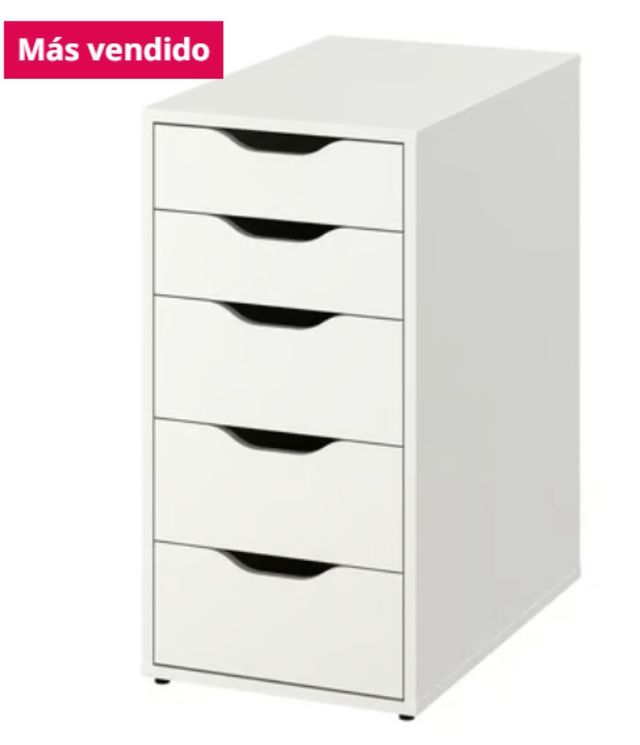 Escritorio blanco extensible con cajonera