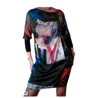 Abito  fantasia stampa vivace donna 42