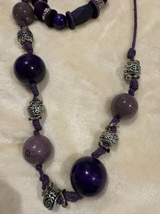 Conjunto Collar y Pulsera Morado y Plateado