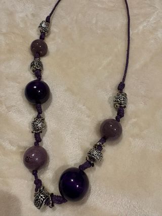 Conjunto Collar y Pulsera Morado y Plateado