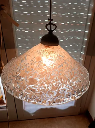 Murano Lampadario scaglie bianco-latte Nuova