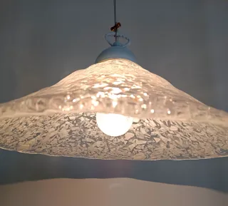 Murano Lampadario scaglie bianco-latte Nuova