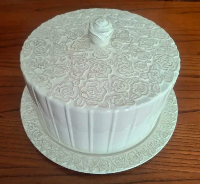 Portatorte in ceramica bianco