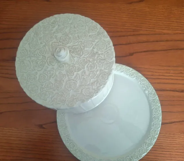 Portatorte in ceramica bianco