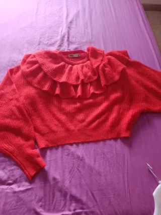 Jersey Zara Volantes Rojo Talla L