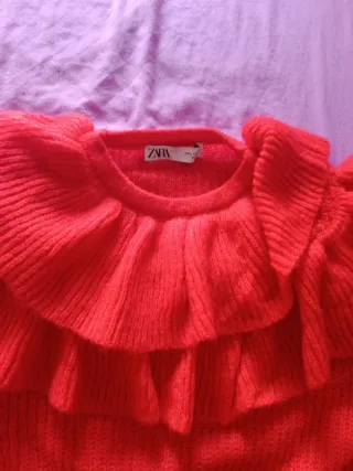 Jersey Zara Volantes Rojo Talla L