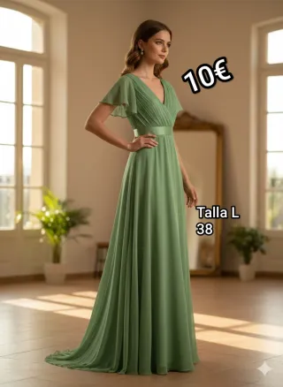 Vestido de fiesta verde talla L 38