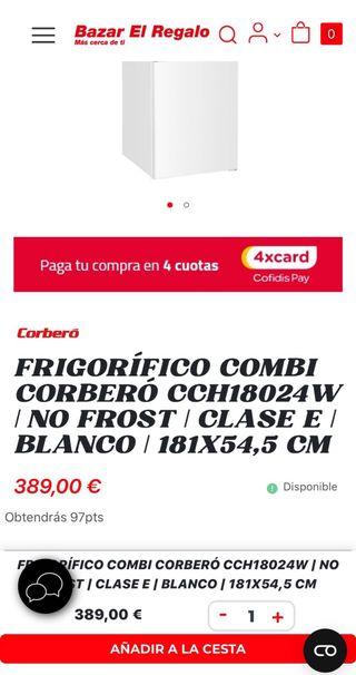 Nevera Corbero Combi No Frost