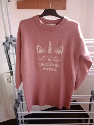 Vestido de punto rosa unicornio  Sfera talla 7-8