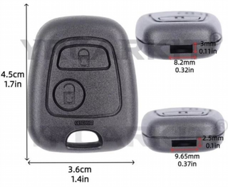 Carcasa llave 2 botones Peugeot Citroen 206