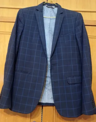 Americana de caballero cuadros azul