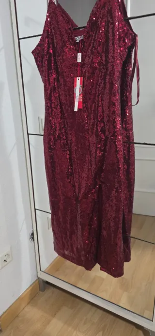 Vestido fiesta lentejuelas rojo sin estrenar