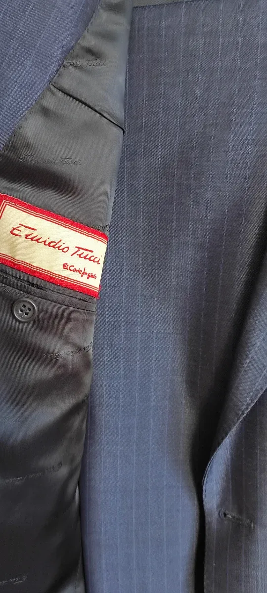 Traje Emidio Tucci Azul Rayas/ Cuadro diplomático