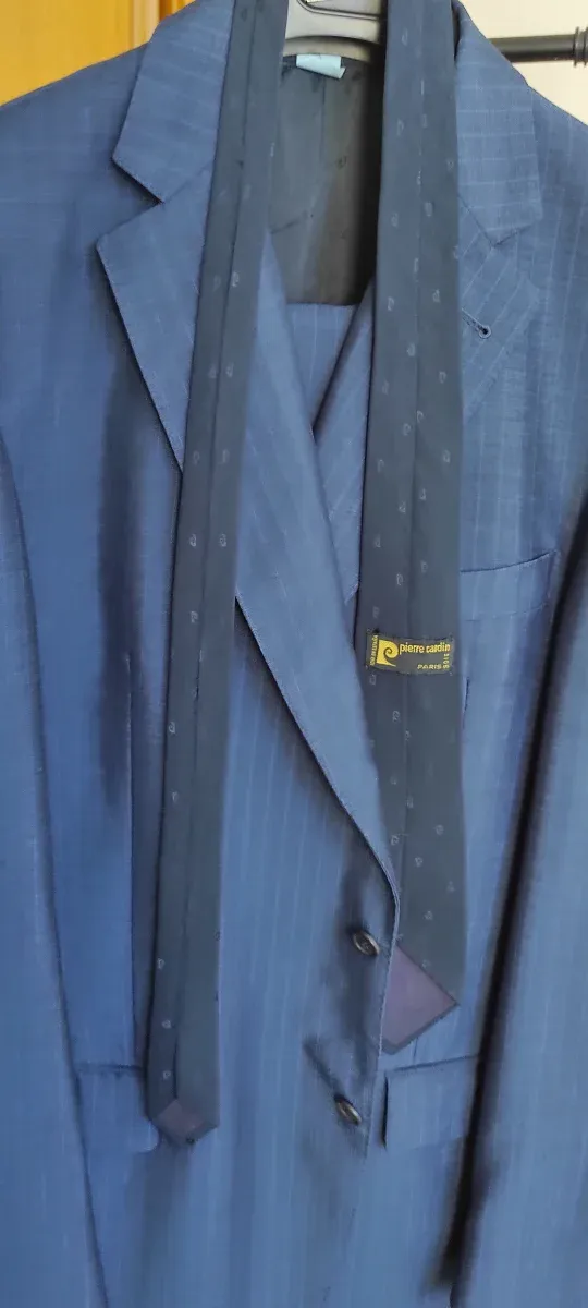 Traje Emidio Tucci Azul Rayas/ Cuadro diplomático