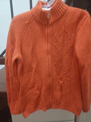 Cardigan in pura lana e cashmere arancione