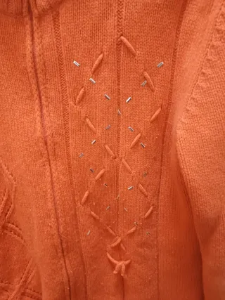 Cardigan in pura lana e cashmere arancione