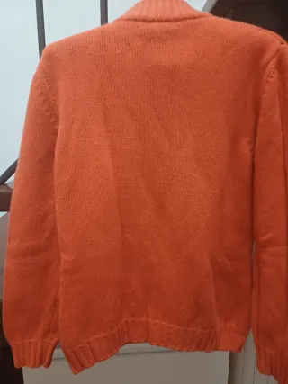 Cardigan in pura lana e cashmere arancione