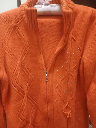 Cardigan in pura lana e cashmere arancione