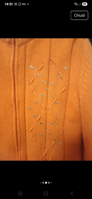 Cardigan in pura lana e cashmere arancione