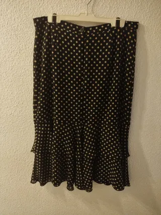 Falda lunares negra y beige