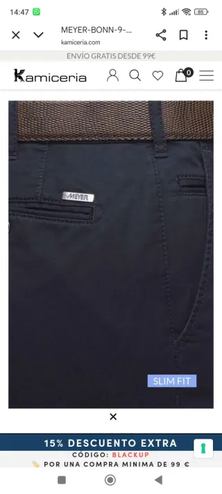 Pantalones Meyer Slim Fit Talla 42