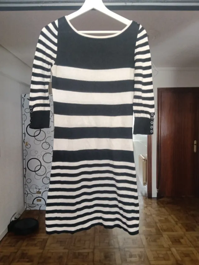 Vestido corto rayas manga media