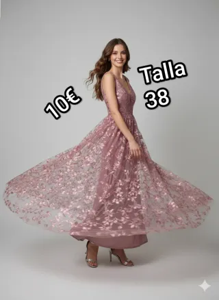 Vestido de fiesta rosa talla 38