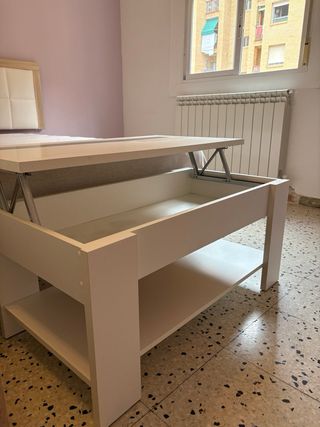 Mesa de centro blanca elevable