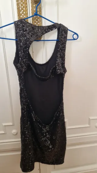 Vestido corto lentejuelas negro
