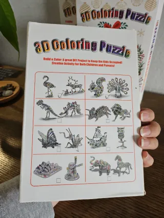 Pack 3 Puzzles 3D Animales para Colorear