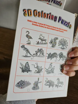 Pack 3 Puzzles 3D Animales para Colorear