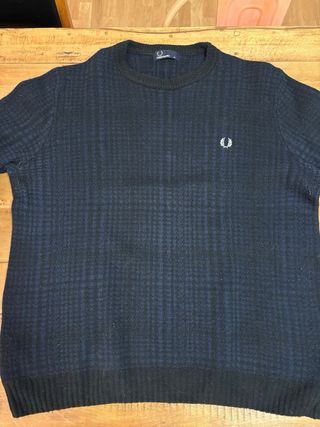 Jersey Fred Perry Lana Negro/Azul Talla XXL