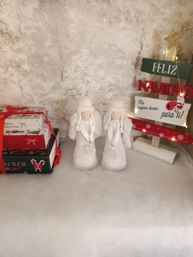 2 Anjinhos Brancos Decoração de Natal